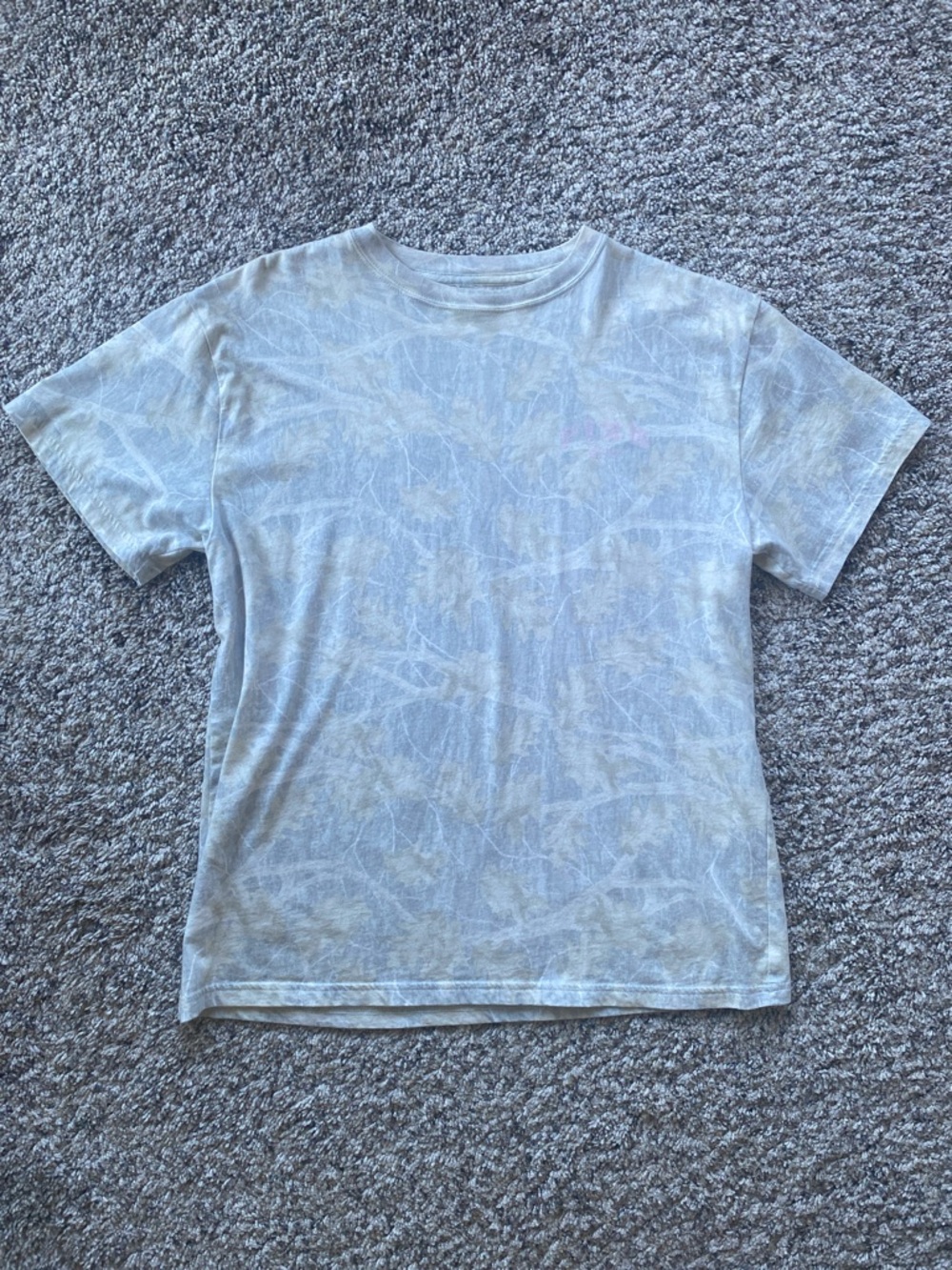 PINK Victoria's Secret Light Gray Tie-Dye Short Sleeve Tee Size S/M🩶🤍